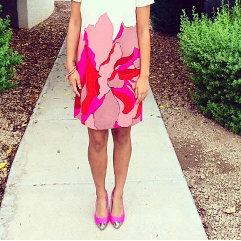 Pink and Silver Cap Toe Heels